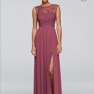 Long Bridesmaid Dress with Lace Bodice Chianti, size 8